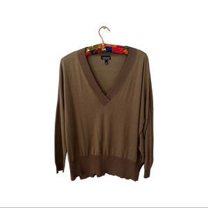 Top shop womens Olive Brown V-neck sweater